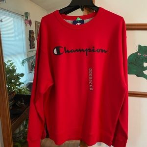 CHAMPION POWERBLEND FLEECE CREW, SCRIPT LOGO